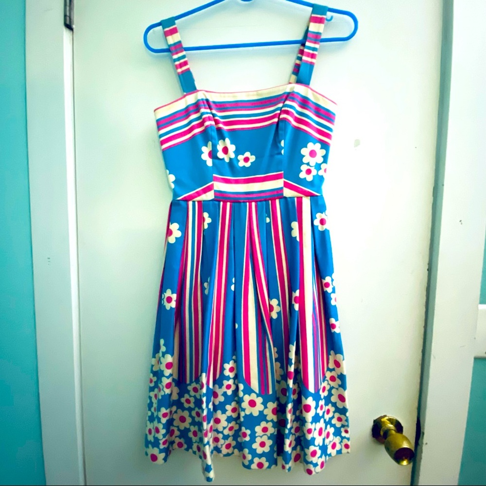 Betsey Johnson size S floral and stripes cocktail dress